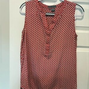 New York & Company Red Patterned Blouse